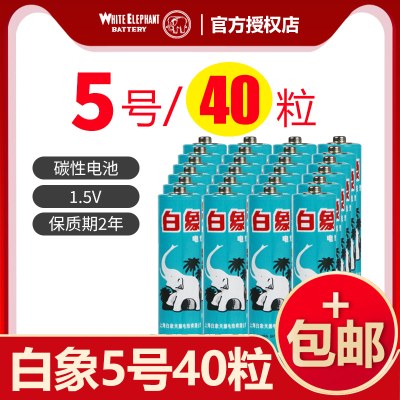 白象五号5号aa碳性7号1.5V玩具lr6环保普通家用电视无线鼠标儿童玩具手电空调遥控器干电池40粒批发