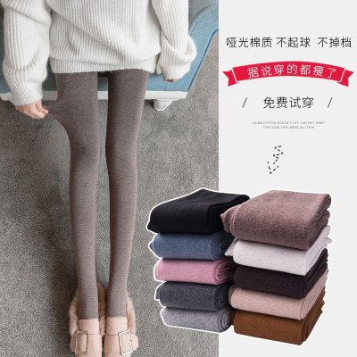 秋冬打底裤女加绒2021外穿螺纹内穿黑灰色秋裤紧身薄款棉裤连裤袜