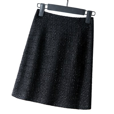 简约毛呢包臀裙女格子短裙2022秋冬新款大码显瘦 a字不规则半身裙