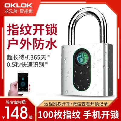 户外防水防锈指纹挂锁智能电子小锁头远程大门防盗密码锁柜子宿舍