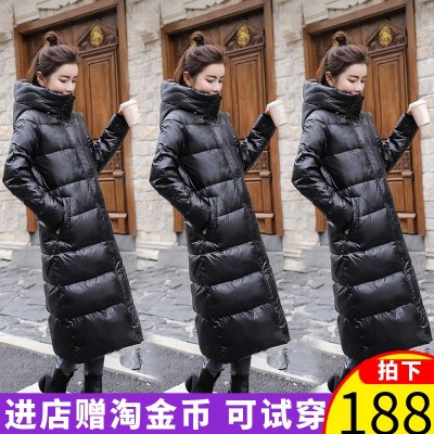 反季特卖羽绒服女中长款2021新款亮面时尚加厚过膝白鸭绒外套清仓