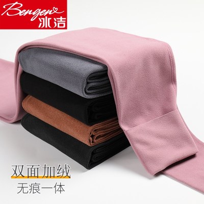 双面绒无痕一体加绒打底裤女冬季加厚保暖九分显瘦紧身高腰秋裤女