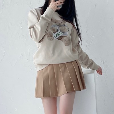 2022新款纯色西装垂坠百褶裙半身裙jk显瘦a字高腰女春季学生短裙