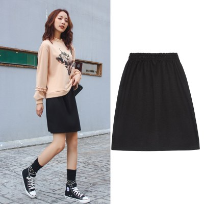 梨型身材a字短裙女秋冬小个子外穿高腰遮胯显瘦百搭松紧腰半身裙