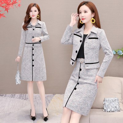 两件套连衣裙女2022年春秋冬春季新款中长款长袖显瘦洋气套装裙