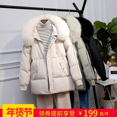 羽绒服女短款2021新款反季特卖清仓韩国东大门x2大毛领小个子显瘦