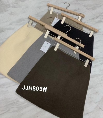 2021秋冬季新品简约毛呢料高腰A字半身裙短裙子显瘦百搭显腿长ins