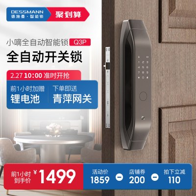 德施曼密码锁指纹锁家用防盗门全自动智能锁感应锁电子锁Q3P