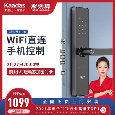 凯迪仕智能锁F300指纹锁密码锁家用电子门锁密码磁卡锁wifi智能锁