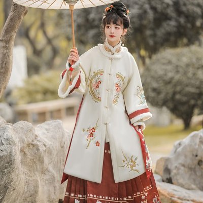 古装中国风秋冬款古筝演出服冬季拜年马面裙演奏礼服初中生女汉服